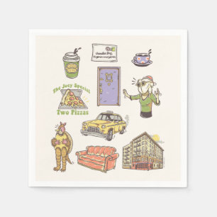 FRIENDS™   Cartoon Icons Grafische Darstellung Serviette
