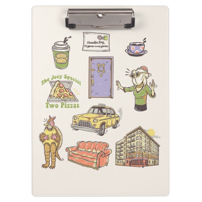 FRIENDS™ | Cartoon Icons Graphic Klemmbrett (Vorderseite)