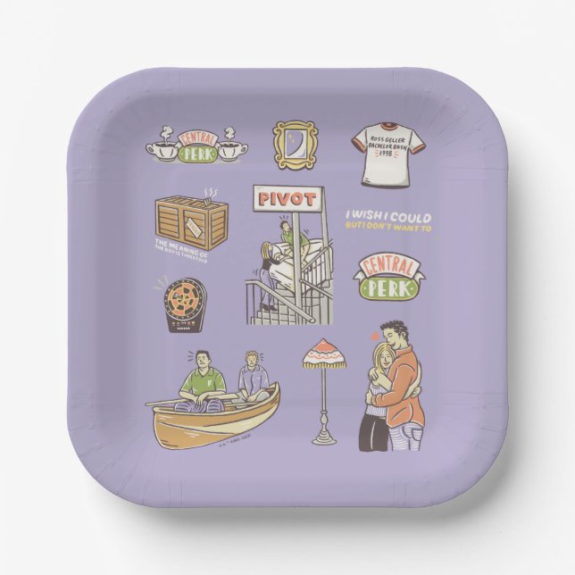 FRIENDS™ | Cartoon Icons Pappteller (Vorderseite)