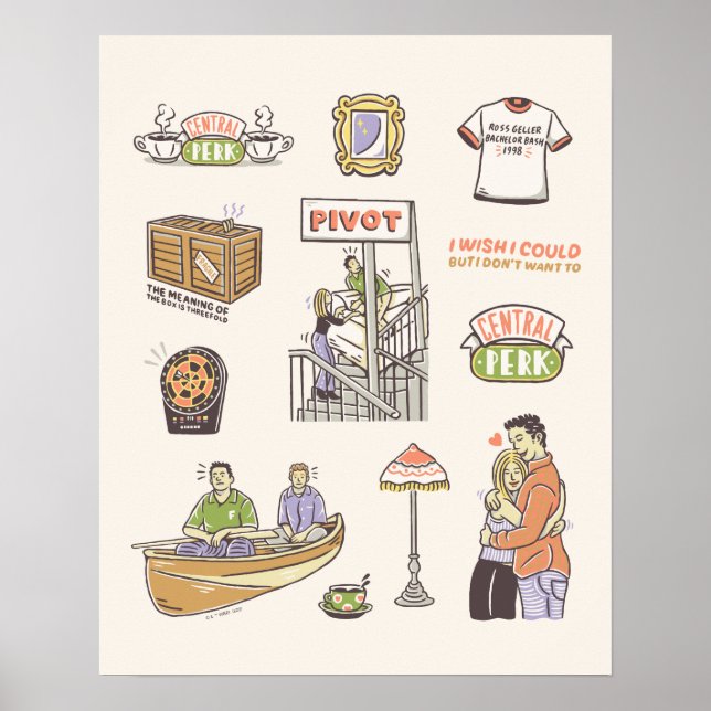 FRIENDS™ | Cartoon Icons Poster (Vorne)