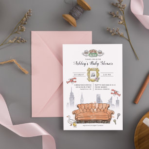 FRIENDS™ Central Perk Aquarell-Baby-Shower Einladung