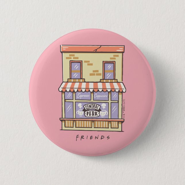 FRIENDS™ | Central Perk Cartoon Coffee Shop Button (Vorderseite)