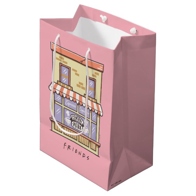 FRIENDS™ | Central Perk Cartoon Coffee Shop Mittlere Geschenktüte (Vorderseite Schrägansicht)