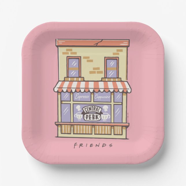 FRIENDS™ | Central Perk Cartoon Coffee Shop Pappteller (Vorderseite)