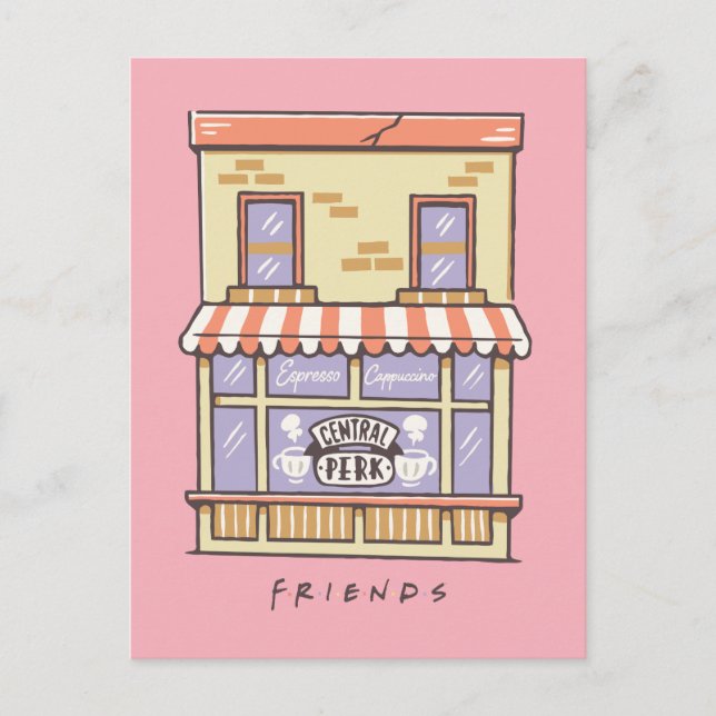 FRIENDS™ | Central Perk Cartoon Coffee Shop Postkarte (Vorderseite)