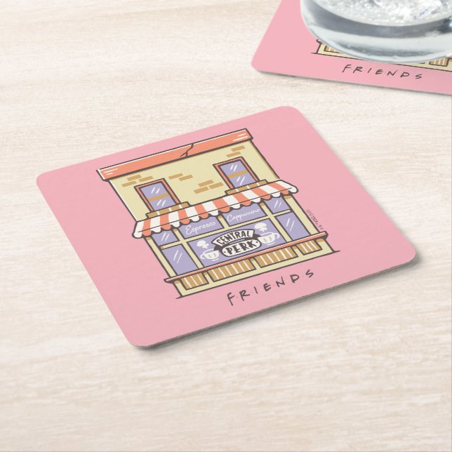 FRIENDS™ | Central Perk Cartoon Coffee Shop Rechteckiger Pappuntersetzer (angewinkelt)