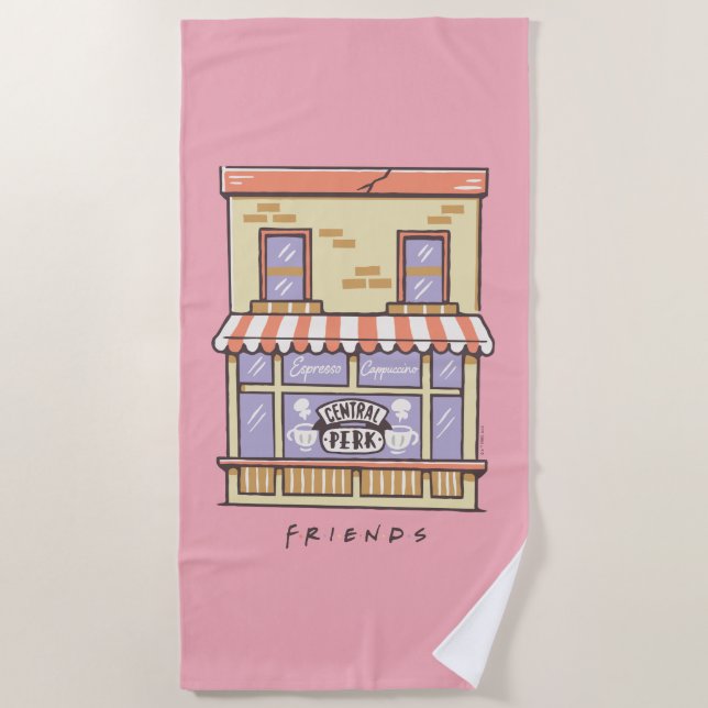 FRIENDS™ | Central Perk Cartoon Coffee Shop Strandtuch (Vorderseite)