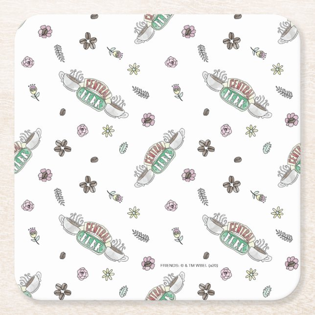 FRIENDS™ | Central Perk Coffee Watercolor Muster Rechteckiger Pappuntersetzer (Vorderseite)