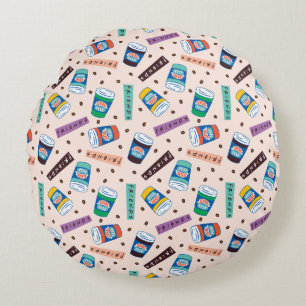 FRIENDS™   Central Perk Lebendiges Kaffeedesign Rundes Kissen