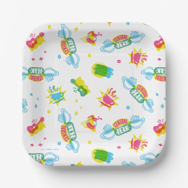 FRIENDS™ | Central Perk Neon Pattern Pappteller (Vorderseite)