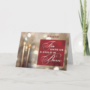 Friends Christmas Candles Kind ist Geboren Red Gol Karte