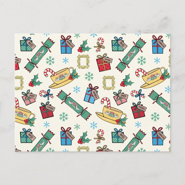 FRIENDS™ | Christmas Icon Muster Einladungspostkarte (Vorderseite)