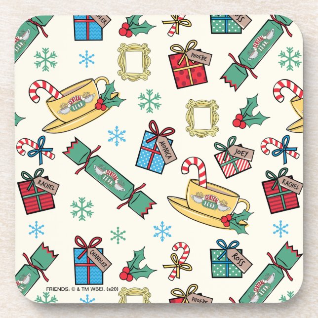 FRIENDS™ | Christmas Icon Muster Getränkeuntersetzer (Vorderseite)