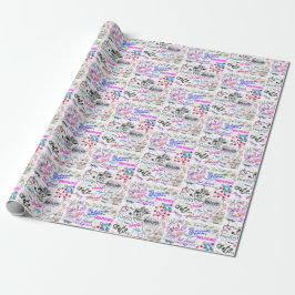 Friends Collage Wrapping Paper Geschenkpapier