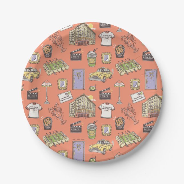 FRIENDS™ Farbiges Icons-Muster Pappteller (Vorderseite)