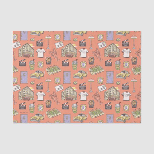 FRIENDS™ Farbiges Icons-Muster Seidenpapier (Vorderseite)