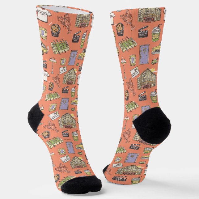 FRIENDS™ Farbiges Icons-Muster Socken (Gewinkelt)