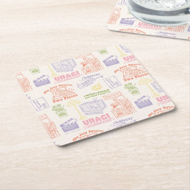 FRIENDS™ Farbiges Quotes-Muster Rechteckiger Pappuntersetzer (angewinkelt)