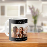 Friends forever names black photo kaffeetasse<br><div class="desc">A gift for your best friend(s) for birthday favor,  Christmas or a special event. White text: Best Friends Forever,  written with a trendy hand lettered style script. Personalize and use your own photo and names. A chic black background.</div>