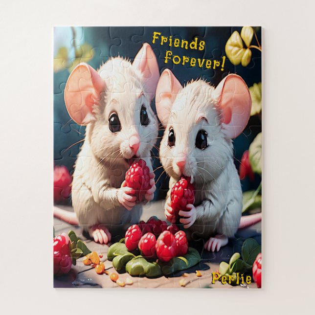 "Friends Forever Niedlich Mice Red Berries Typogra (Vertikal)