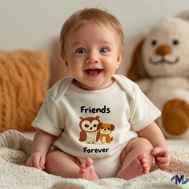 Friends Forever Owl & Dog - Süße Tier Unternehmen Baby Strampler (Von Creator hochgeladen)