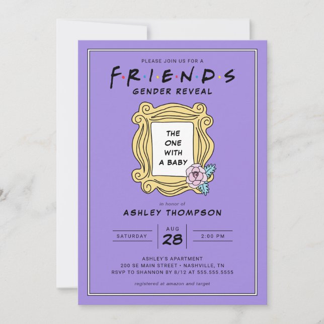FRIENDS™ | Gender Reveal Baby Shower Einladung (Vorderseite)