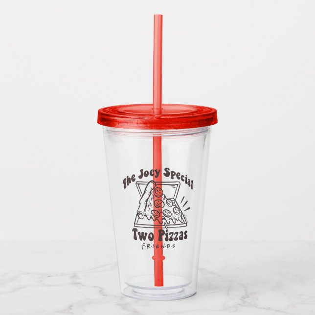 FRIENDS™ | Joey Pizza Quote Acryltrinkbecher (Vorderseite)