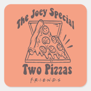 FRIENDS™   Joey Pizza Zitat Quadratischer Aufkleber