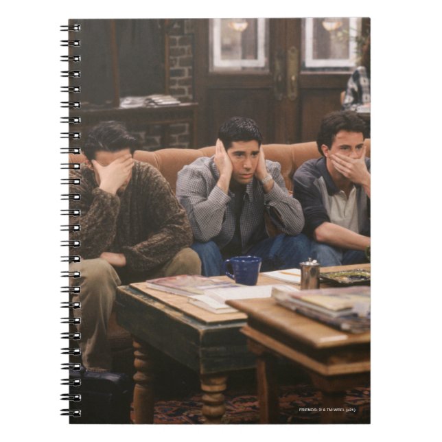 FRIENDS™ | Joey, Ross und Chandler auf dem Sofa Notizblock (Vorderseite)