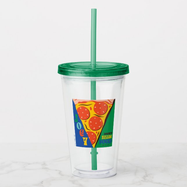 FRIENDS™ | Joey teilt Essen nicht - Pizza Graphic Acryltrinkbecher (Vorderseite)