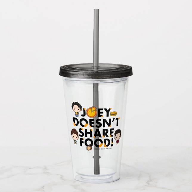 FRIENDS™ | Joey teilt Food Chibi nicht Acryltrinkbecher (Vorderseite)