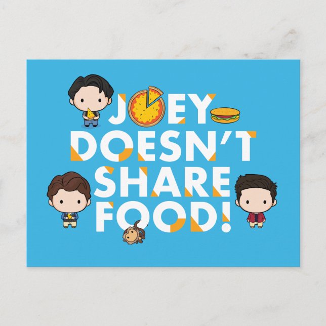 FRIENDS™ | Joey teilt Food Chibi nicht Einladungspostkarte (Vorderseite)