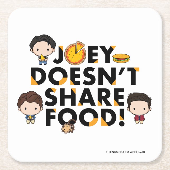 FRIENDS™ | Joey teilt Food Chibi nicht Rechteckiger Pappuntersetzer (Vorderseite)