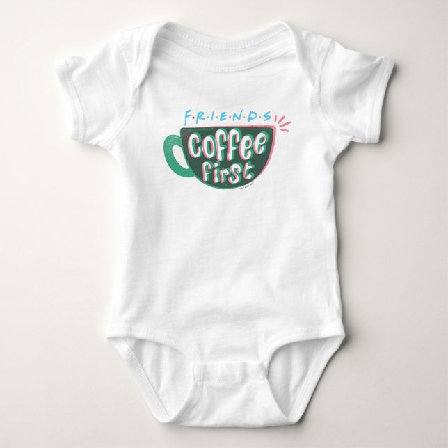 FRIENDS™ | Kaffee zuerst Baby Strampler (Vorderseite)