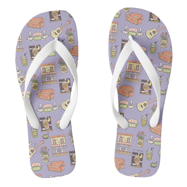 FRIENDS™ | Lila Icon Muster Flip Flops (Fußbett)