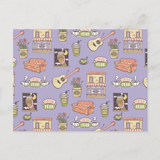 FRIENDS™ | Lila Icon Muster Postkarte (Vorderseite)