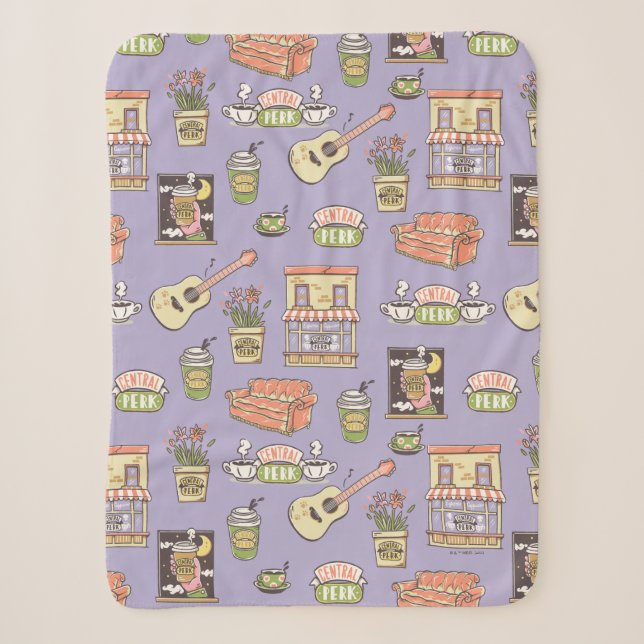 FRIENDS™ | Lila Icon Muster Sherpadecke (Vorderseite)