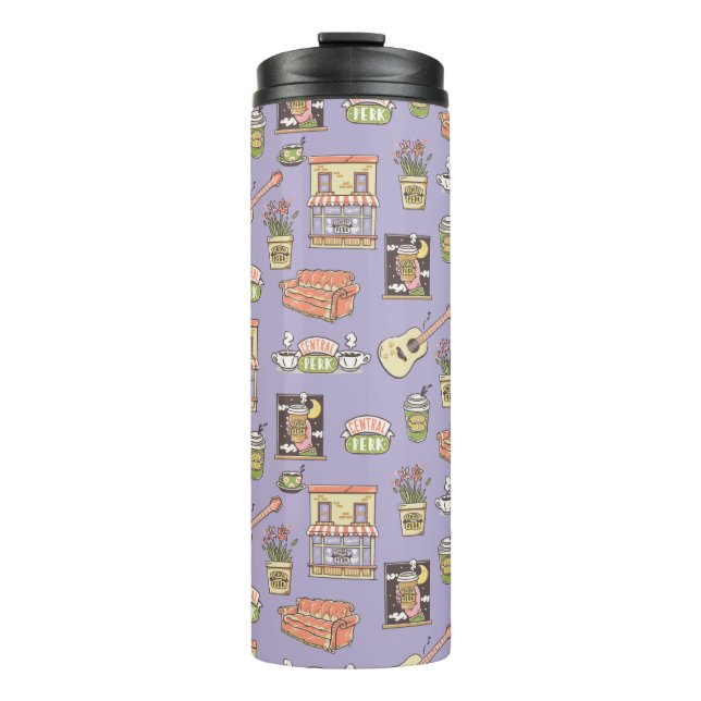 FRIENDS™ | Lila Icon Muster Thermosbecher (Vorderseite)