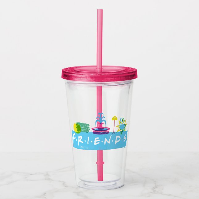 FRIENDS™ | Logo mit Symbolen Acryltrinkbecher (Vorderseite)