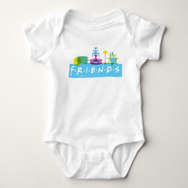 FRIENDS™ | Logo mit Symbolen Baby Strampler (Vorderseite)
