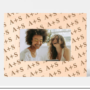 Friends Monogram Muster graviert Holzrahmen Geätzte Rahmen