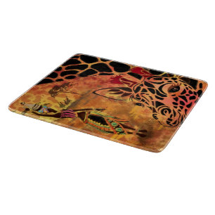 Friends of African Girl and Giraffe Cutting Board Schneidebrett