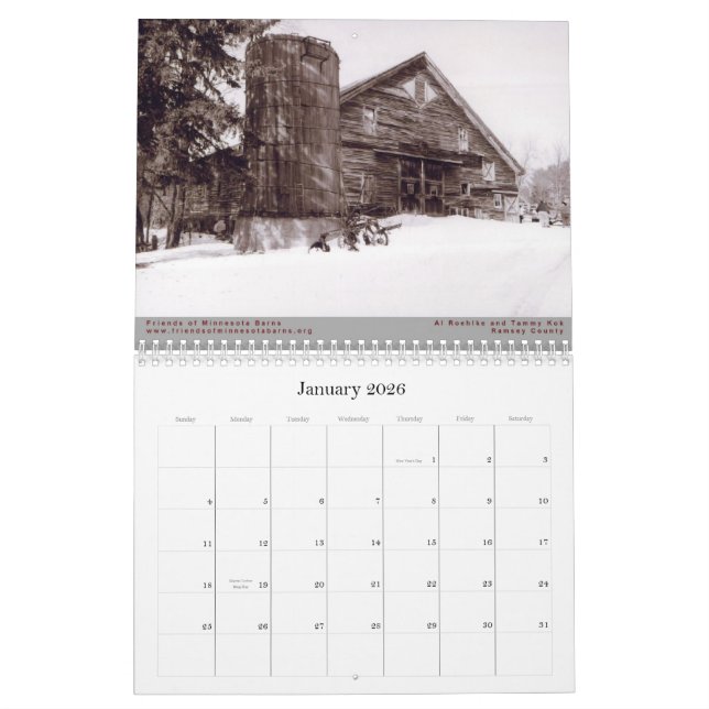 Friends of Minnesota Barns 2010 Calendrier (Jan 2026)