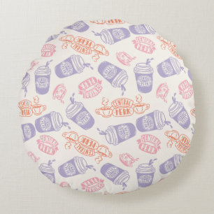 FRIENDS™ Pastel Central Perk Pattern Rundes Kissen