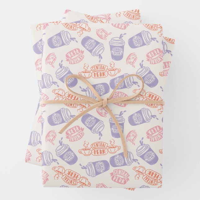 FRIENDS™ | Pastell Central Perk Muster Geschenkpapier Set (Beispiel)