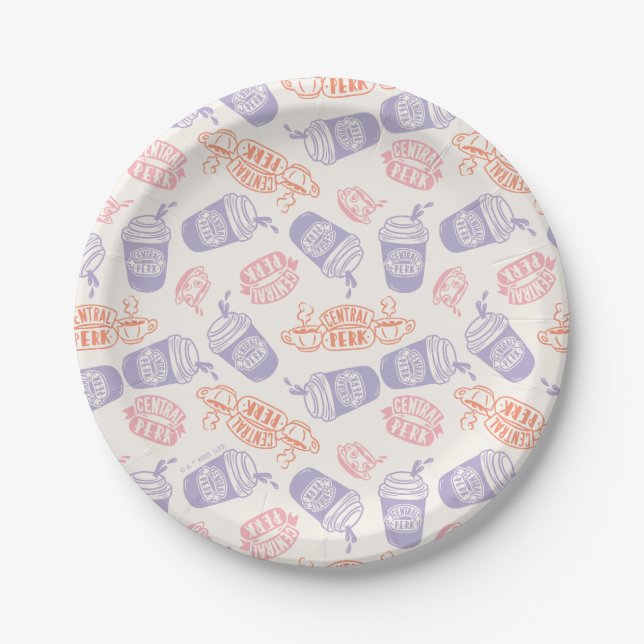 FRIENDS™ | Pastell Central Perk Muster Pappteller (Vorderseite)