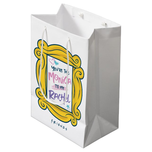 FRIENDS™ Peephole | Du bist die Monica zu meinem R Mittlere Geschenktüte (Vorderseite Schrägansicht)