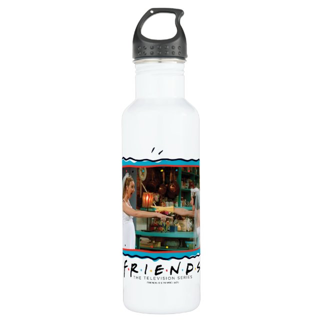 FRIENDS™ | Phoebe und Monica in Hochzeitskleider Edelstahlflasche (Vorderseite)