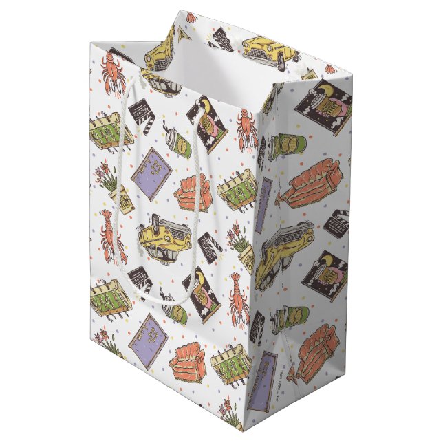 FRIENDS™ | Polka Dot Icon Muster Mittlere Geschenktüte (Vorderseite Schrägansicht)