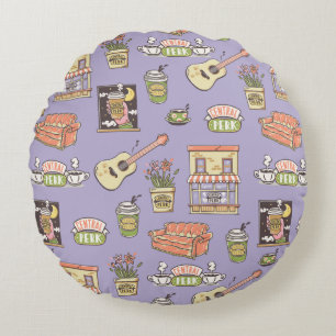 FRIENDS™   Purple Icon Pattern Rundes Kissen